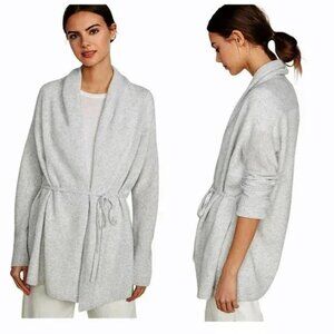 VINCE Gray Cashmere Wool Waist Tie Shawl Collar Cardigan Sweater, Size Medium